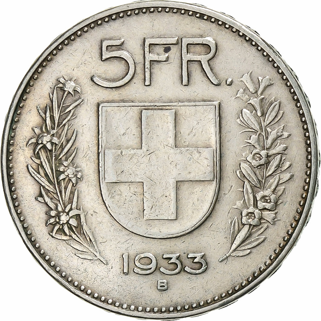 Schweiz, 5 Francs, 1933, Bern, Silber, SS, KM:40
