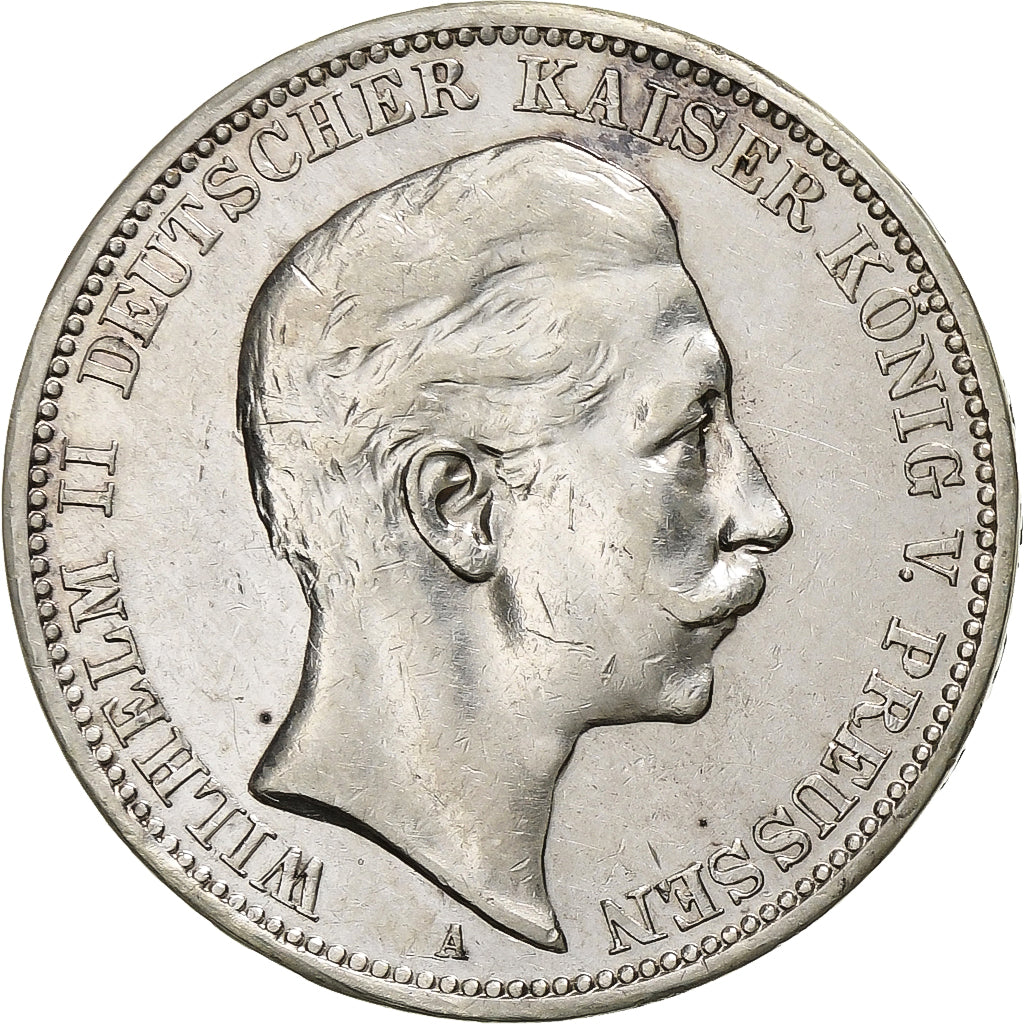 German States, PRUSSIA, Wilhelm II, 3 Mark, 1908, Berlin, Silver, AU(50-53)