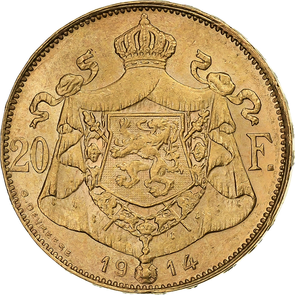 Belgique, Albert I, 20 Francs, 20 Frank, 1914, Or, SUP+, KM:79