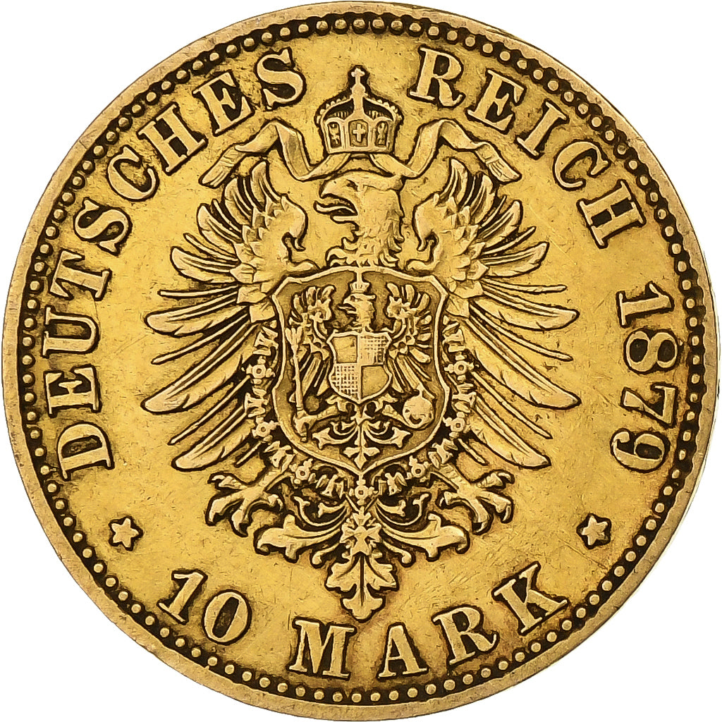 Etats allemands, PRUSSIA, Wilhelm I, 10 Mark, 1879, Berlin, Or, TTB+, KM:504