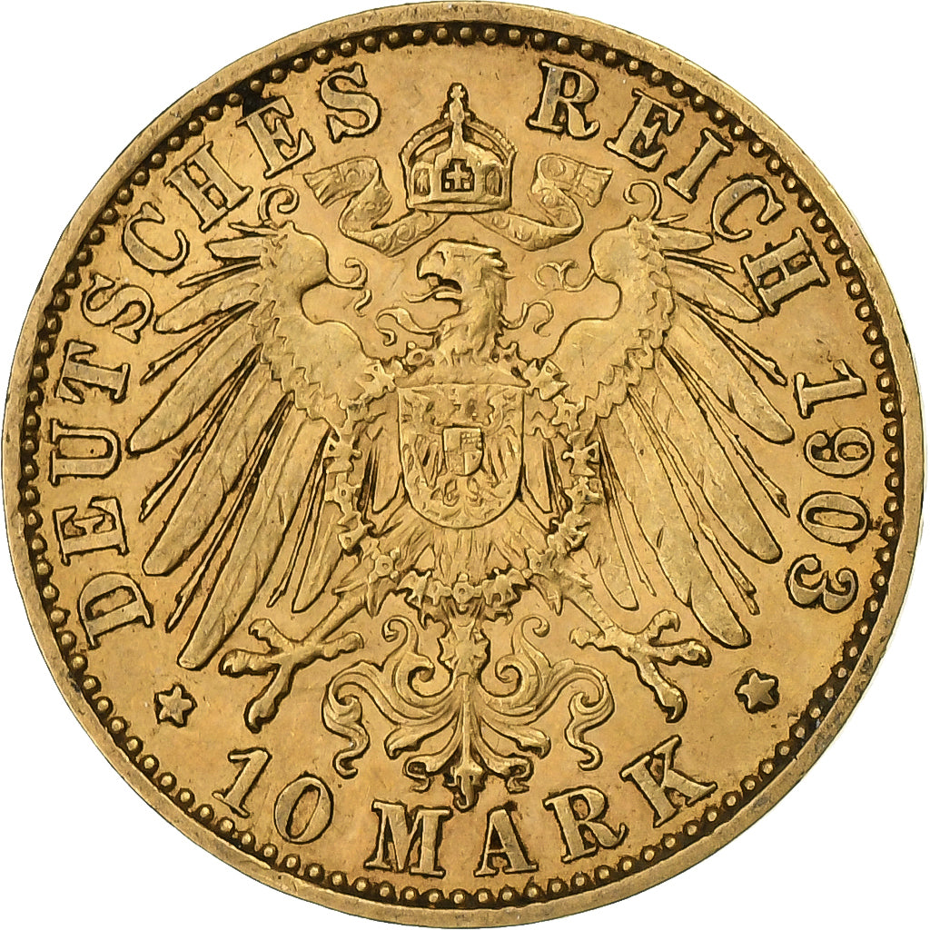 German States, 10 Mark, 1903, Berlin, Gold, EF(40-45).