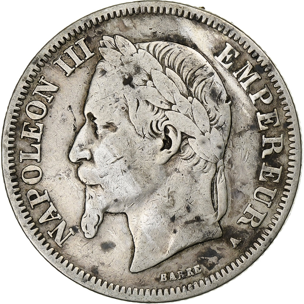 Francja, Napoleon III, 2 Francs, 1868, Paris, Srebro, VF(20-25), Gadoury:527, Le
