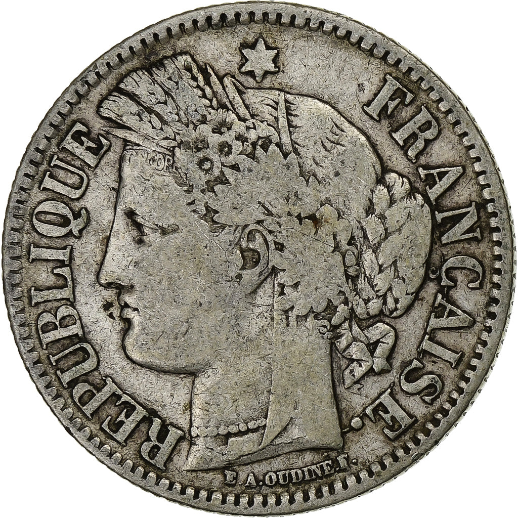 France, 2 Francs, Cérès, 1871, Bordeaux, Silver, VF(30-35), Gadoury:529, Le