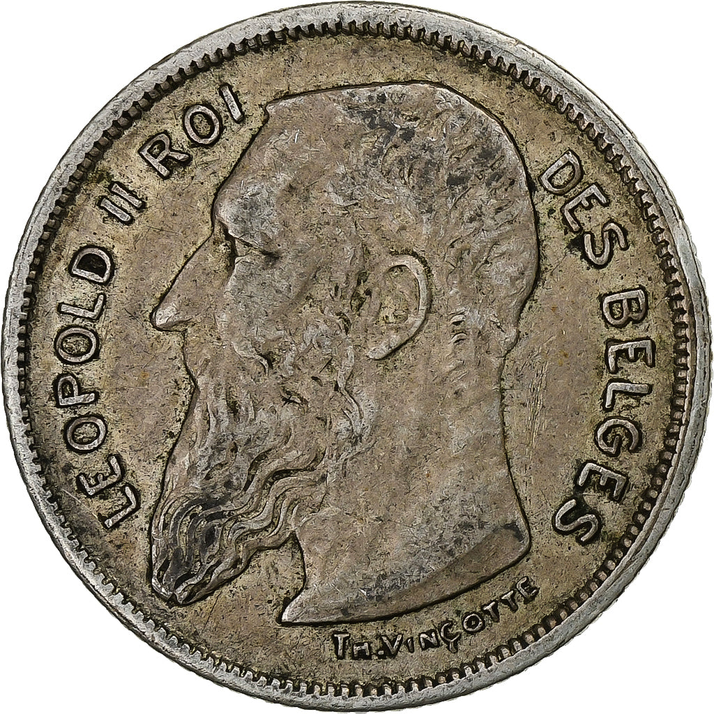 Belgium, Leopold II, 2 Francs, 2 Frank, 1909, Silver, VF(30-35), KM:58.1