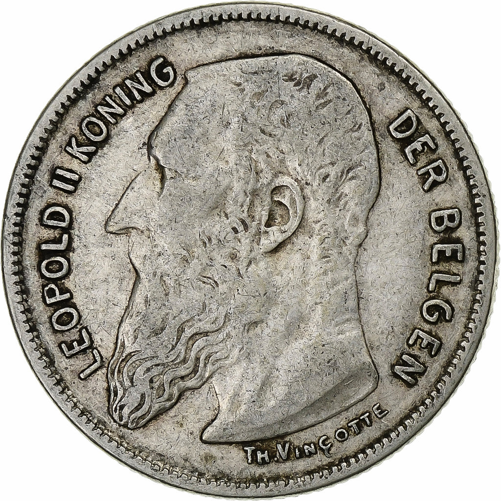 Belgium, Leopold II, 2 Francs, 2 Frank, 1909, Silver, VF(30-35)