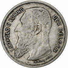 Belgium, Leopold II, 2 Francs, 2 Frank, 1909, Silver, VF(30-35)