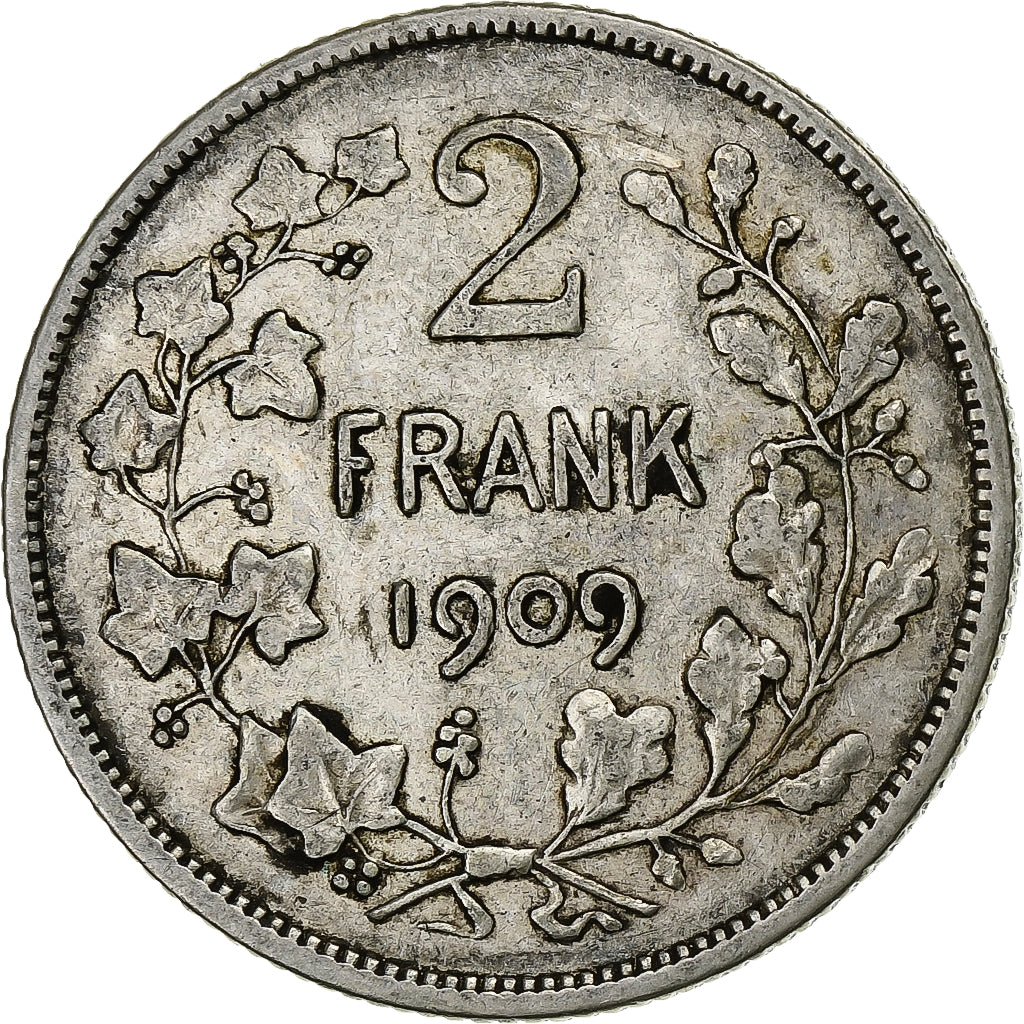 Belgium, Leopold II, 2 Francs, 2 Frank, 1909, Silver, VF(30-35)