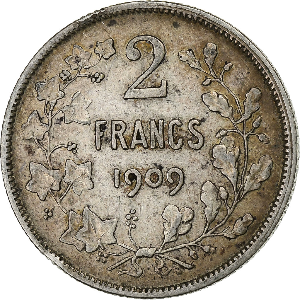 Belgium, Leopold II, 2 Francs, 2 Frank, 1909, Silver, VF(30-35), KM:58.1