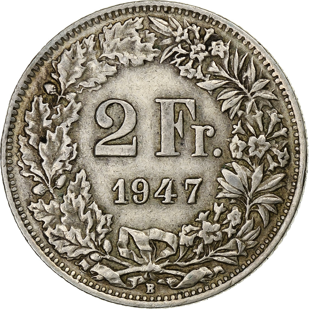Switzerland, 2 Francs, 1947, Bern, Silver, AU(50-53), KM:21