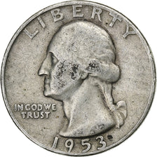 Stati Uniti, Quarter, Washington Quarter, 1953, U.S. Mint, Argento, MB+, KM:164