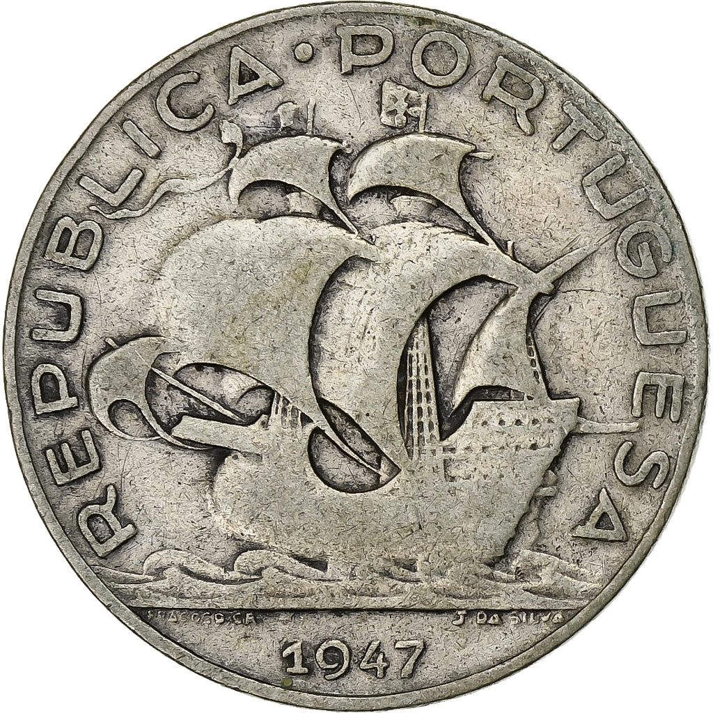 Portugal, 5 Escudos, 1947, Silver, VF(30-35), KM:581