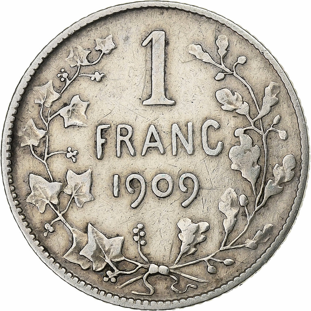 Belgium, Leopold II, Franc, 1909, Silver, VF(30-35), KM:56.2