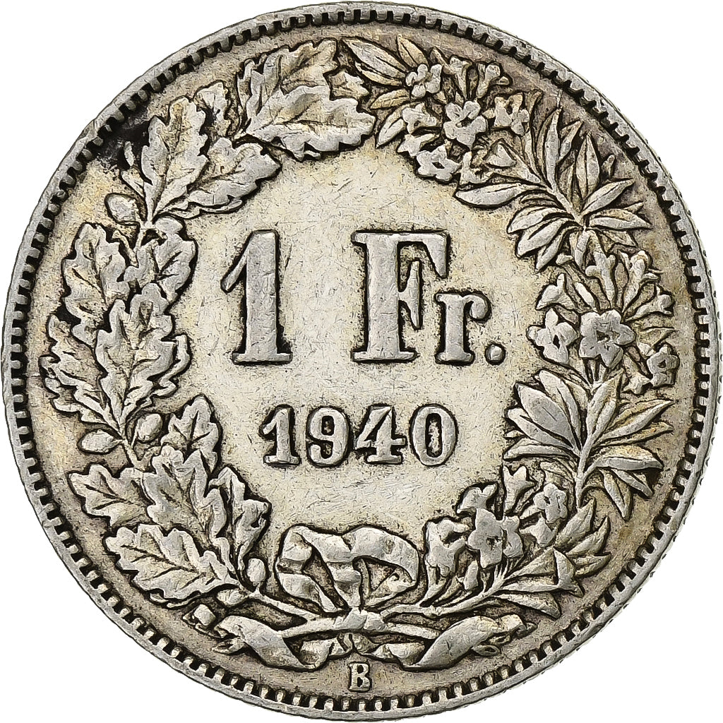 Suiza, Franc, 1940, Bern, Plata, BC+, KM:24