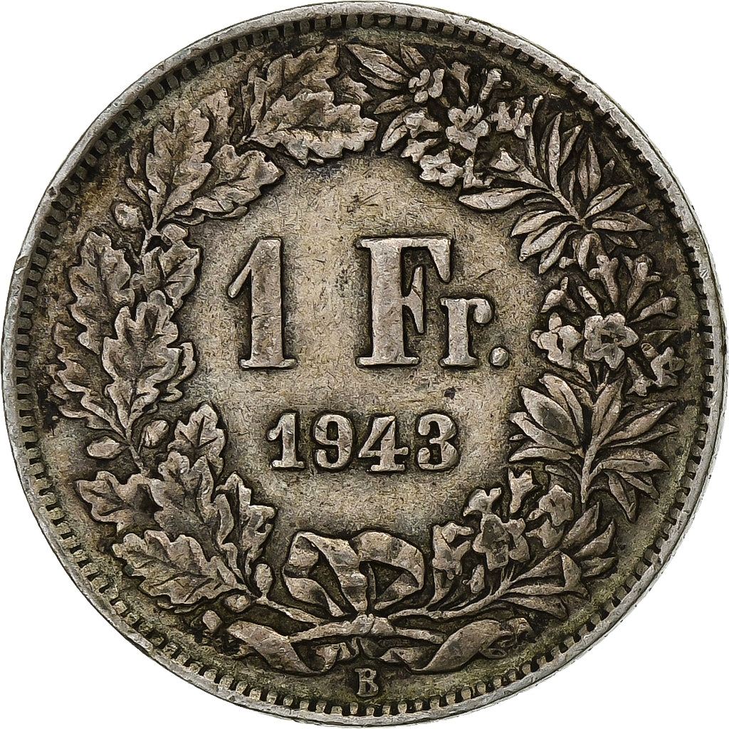 Szwajcaria, Franc, 1943, Bern, Srebro, VF(30-35), KM:24