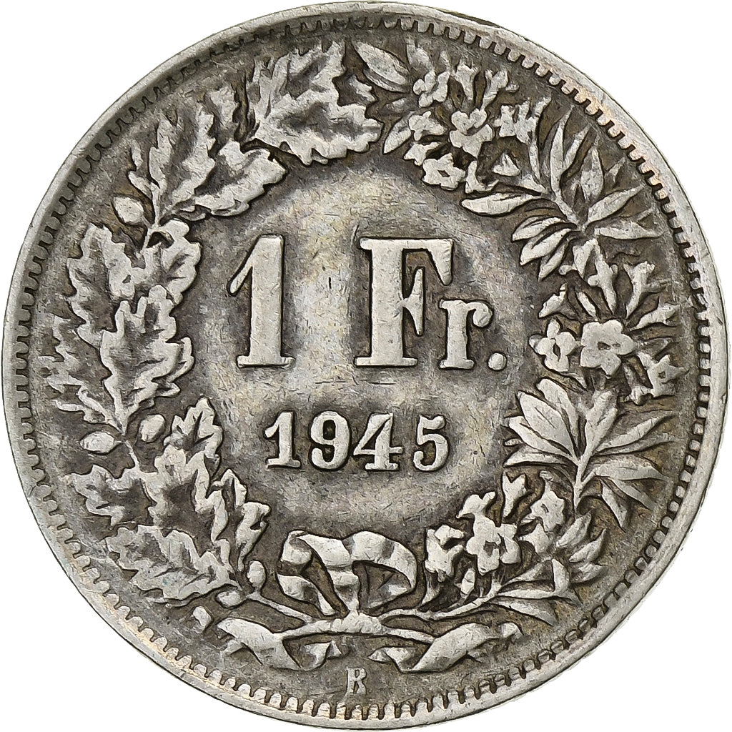 Suiza, Franc, 1945, Bern, Plata, BC+, KM:24