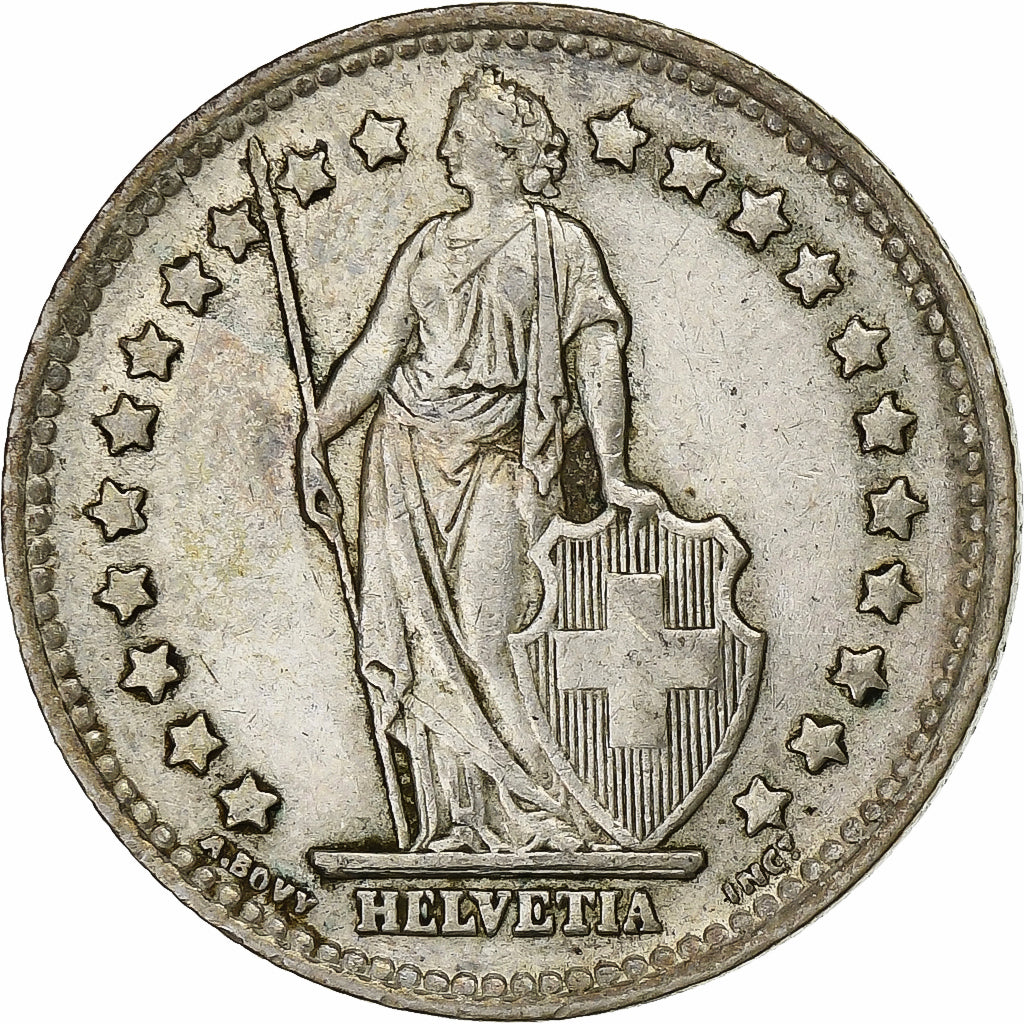 Szwajcaria, Franc, 1945, Bern, Srebro, EF(40-45), KM:24
