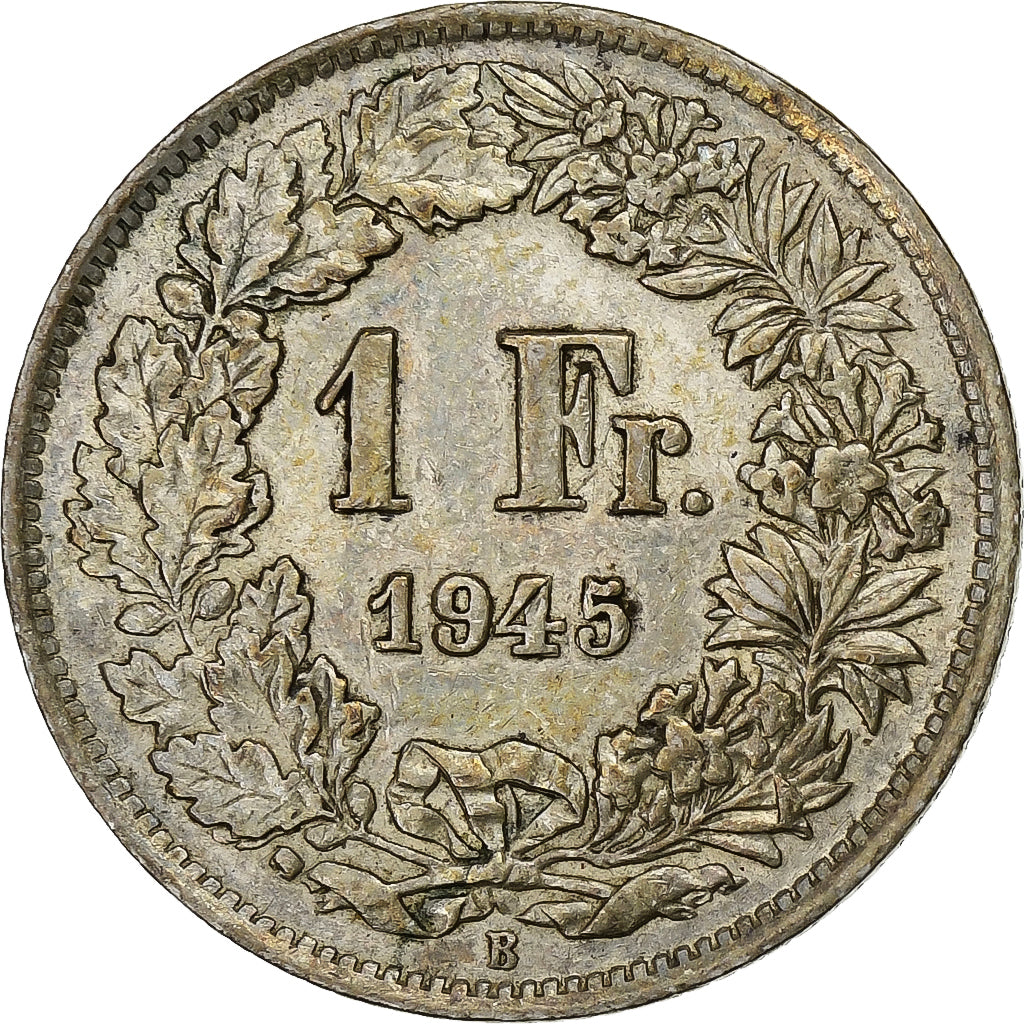Szwajcaria, Franc, 1945, Bern, Srebro, EF(40-45), KM:24