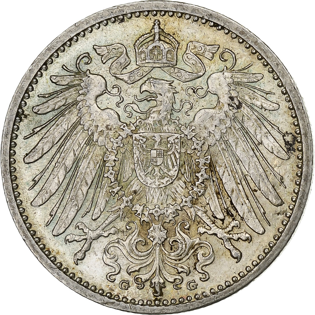 GERMANY - EMPIRE, Wilhelm II, Mark, 1914, Karlsruhe, Silver, AU(55-58), KM:14