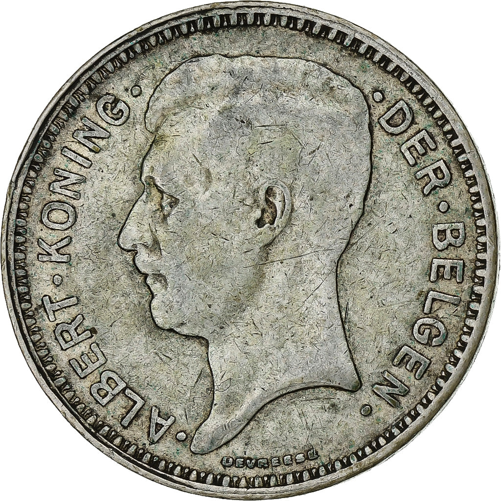 België, 20 Francs, 20 Frank, 1934, Zilver, FR+, KM:104.1