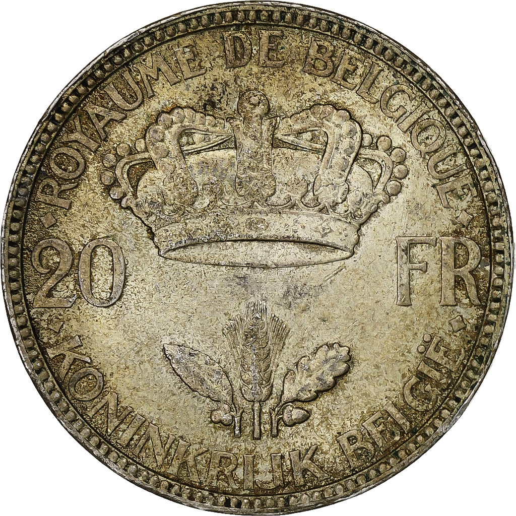 Coin, Belgium, 20 Francs, 20 Frank, 1935, AU(50-53), Silver, KM:105