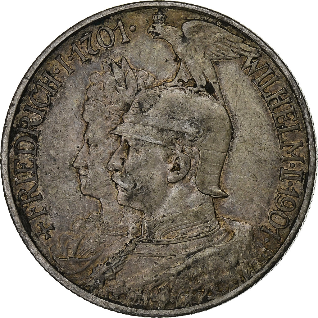 German States, PRUSSIA, Wilhelm II, 2 Mark, 1901, Berlin, Silver, VF(30-35)