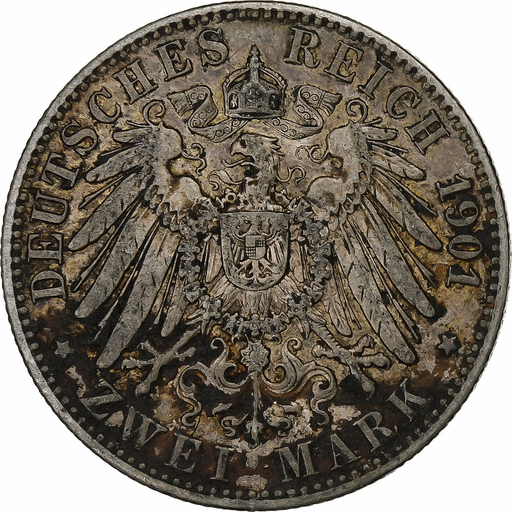 German States, PRUSSIA, Wilhelm II, 2 Mark, 1901, Berlin, Silver, VF(30-35)