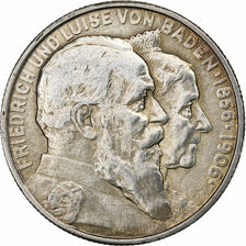 German States, BADEN, Friedrich I, 2 Mark, 1906, Silver, AU(50-53), KM:276