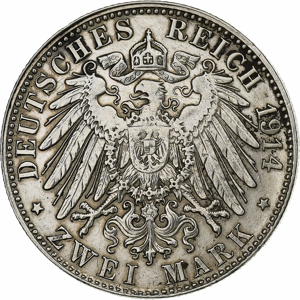 Etats allemands, BAVARIA, Ludwig III, 2 Mark, 1914, Munich, Argent, TTB, KM:1002