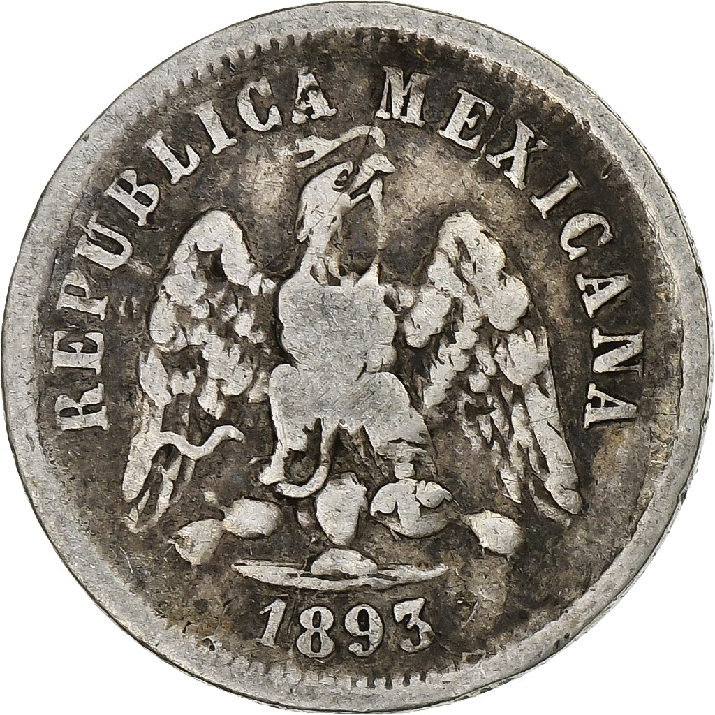 Mexico, 10 Centavos, 1893, Mexico City, Silver, VF(20-25), KM:403.7