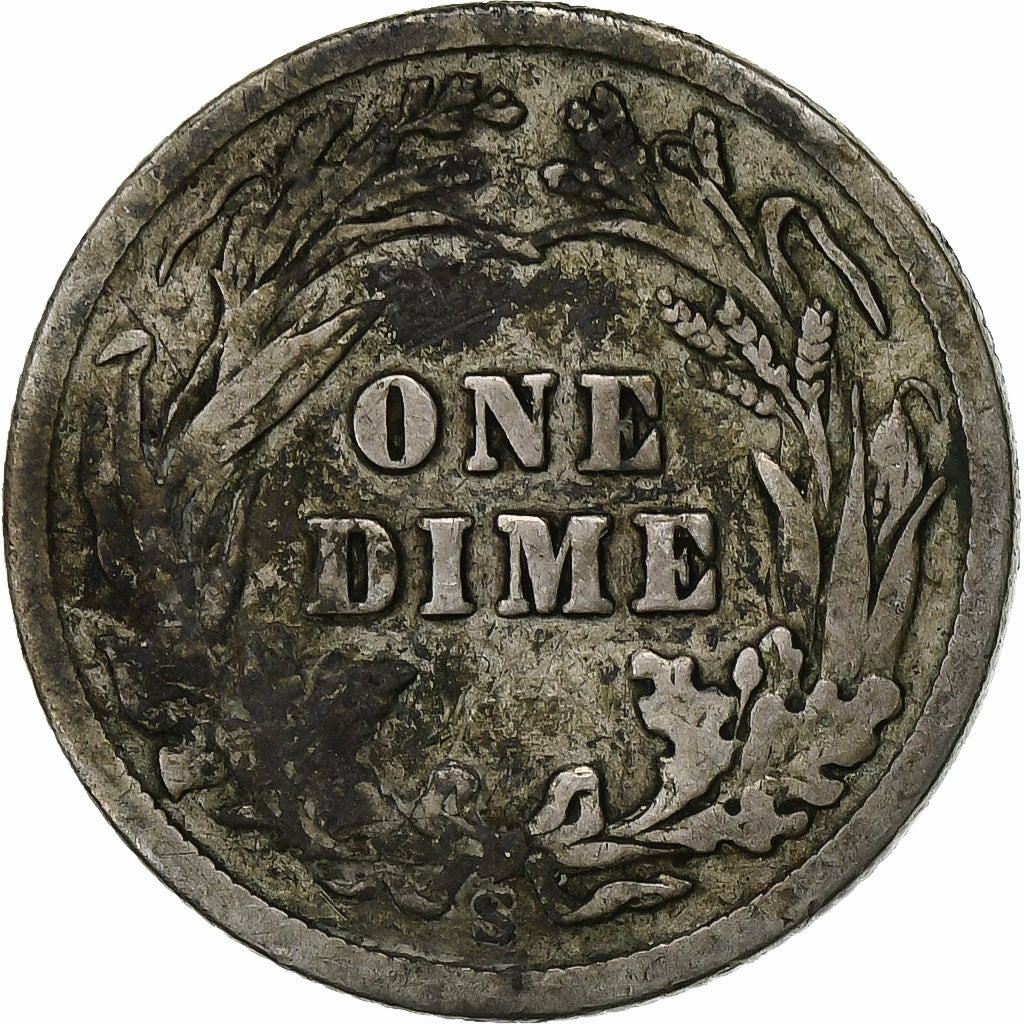 United States, Dime, Barber Dime, 1908, U.S. Mint, Silver, F(12-15), KM:113