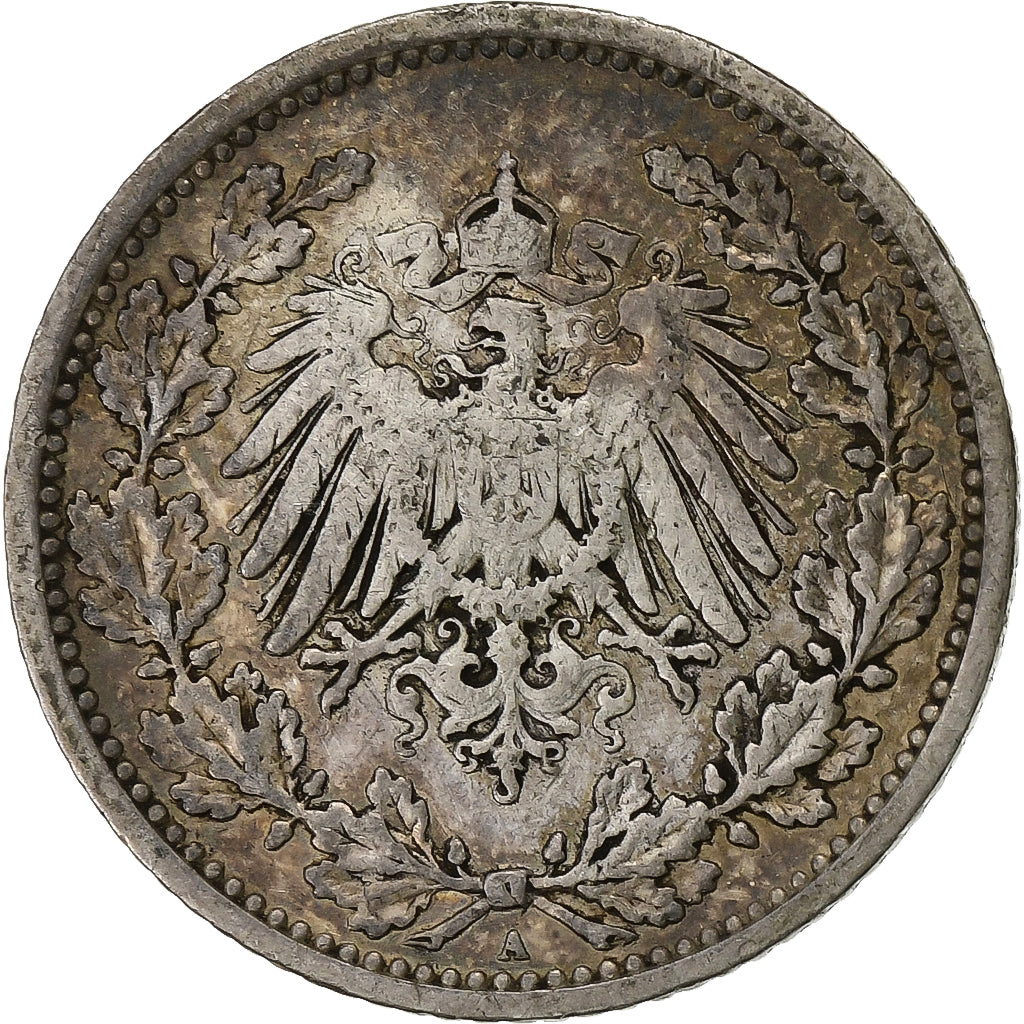 GERMANY - EMPIRE, 1/2 Mark, 1905, Berlin, Silber, S+, KM:17