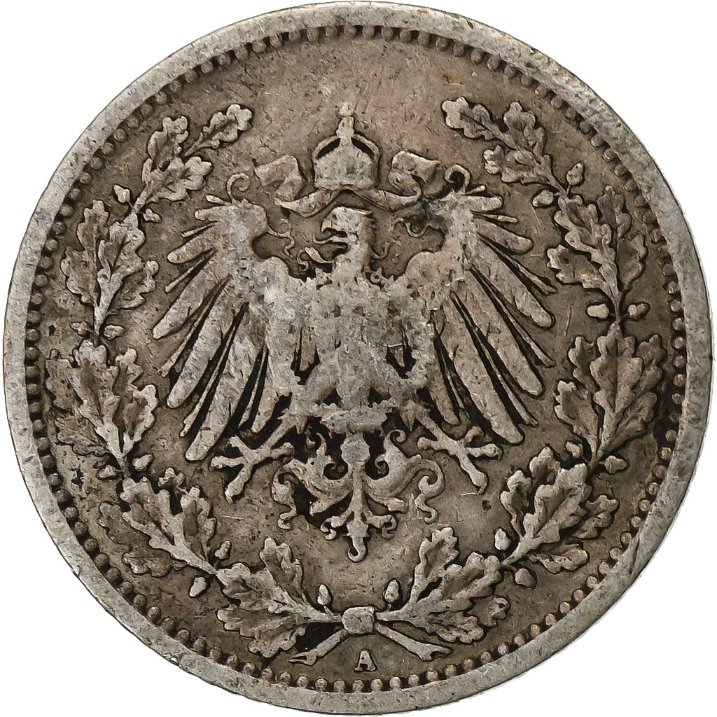 GERMANY - EMPIRE, 1/2 Mark, 1905, Berlin, Silver, EF(40-45), KM:17