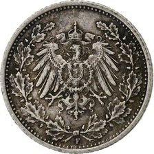 NIEMCY - IMPERIUM, 1/2 Mark, 1906, Stuttgart, Srebro, EF(40-45), KM:17