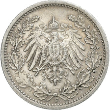 NIEMCY - IMPERIUM, 1/2 Mark, 1907, Stuttgart, Srebro, EF(40-45), KM:17