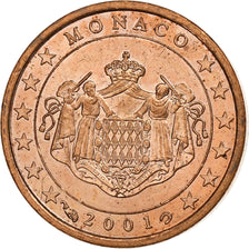 Monaco, Rainier III, Euro Cent, 2001, Paris, Copper Plated Steel, MS(60-62)