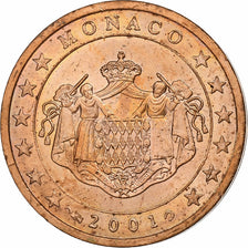 Monaco, Rainier III, 2 Euro Cent, 2001, Paris, Copper Plated Steel, MS(63)