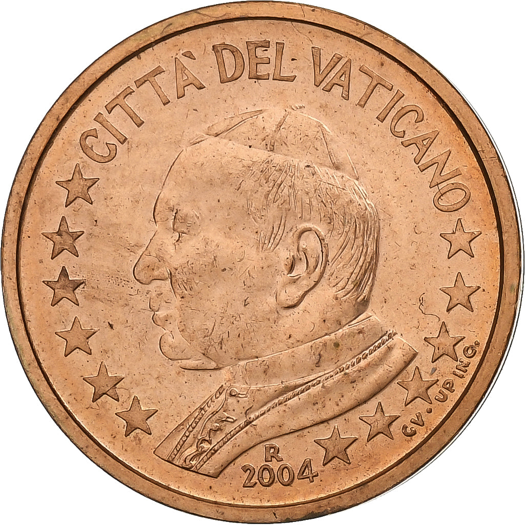 Vaticaan, 2 Euro Cent, Jean-Paul II, 2004, Rome, Copper Plated Steel, UNC-