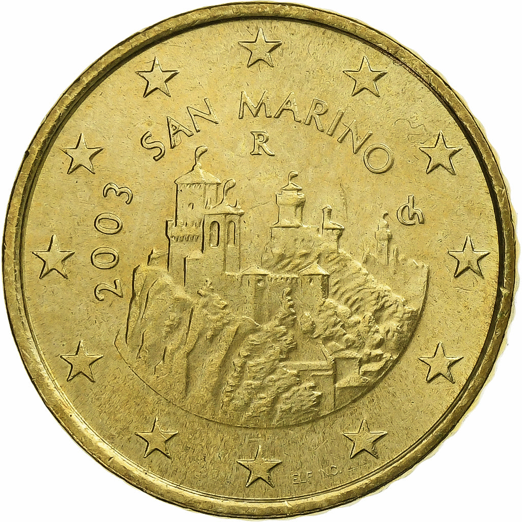 San Marino, 50 Euro Cent, 2003, Rome, MS(63), Mosiądz, KM:445