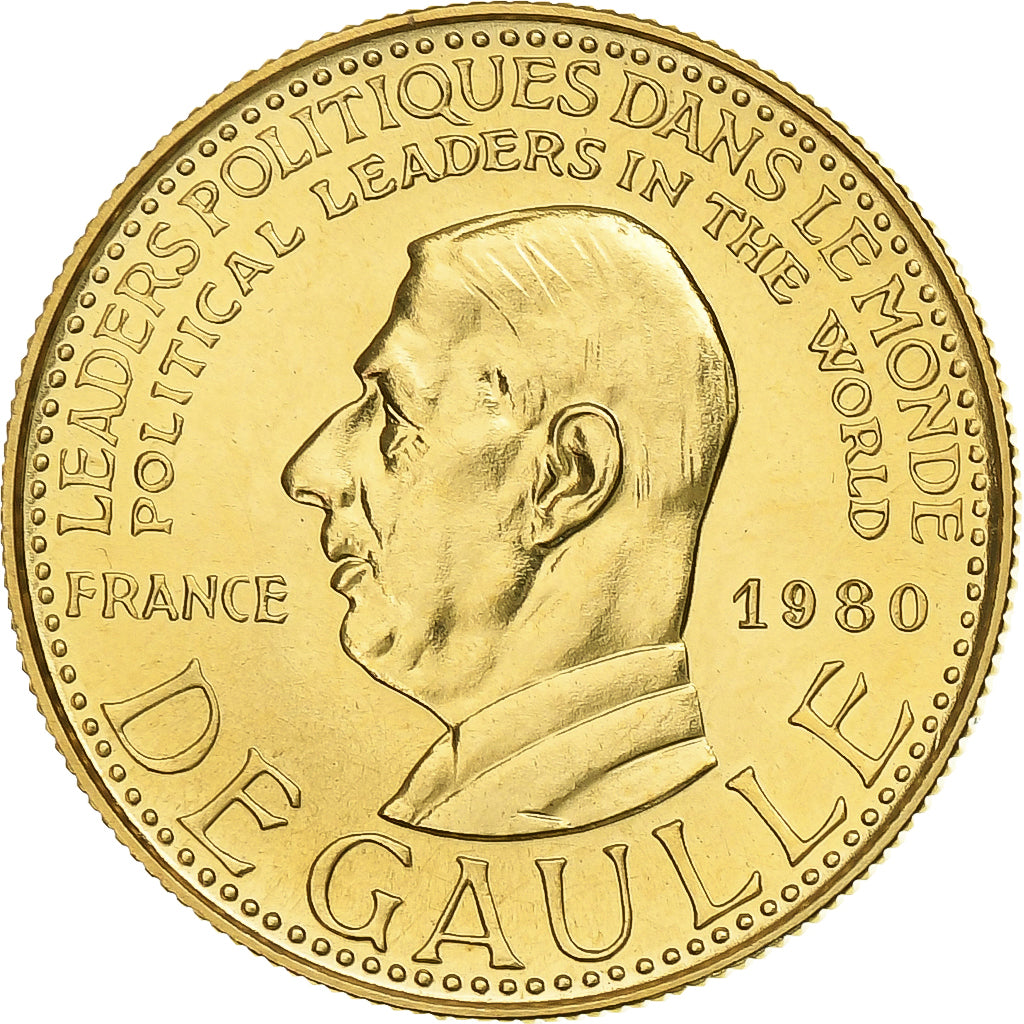France, Medal, Charles De Gaulle, 1980, Gold, MS(65-70)