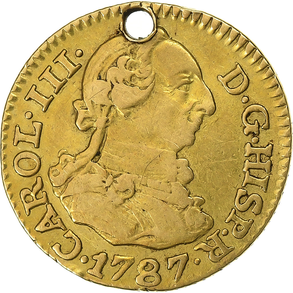 España, Charles III, 1/2 Escudo, 1787, Madrid, Oro, MBC, KM:425.1