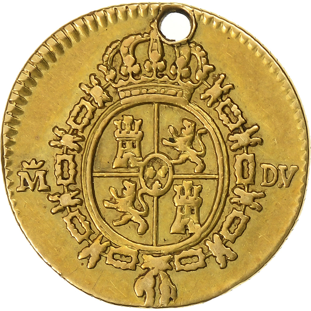 España, Charles III, 1/2 Escudo, 1787, Madrid, Oro, MBC, KM:425.1