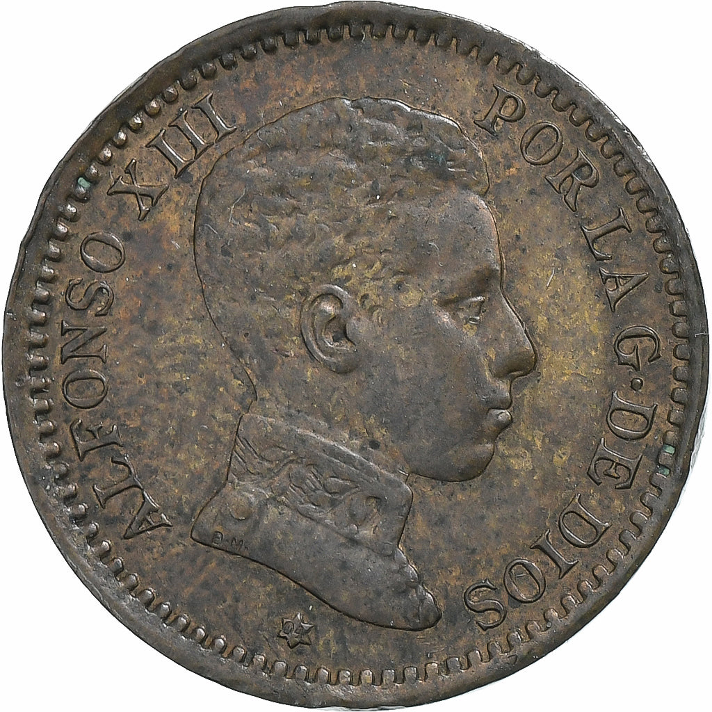 Spain, Alfonso XIII, 2 Centimos, 1904, Madrid, Copper, AU(50-53), KM:722