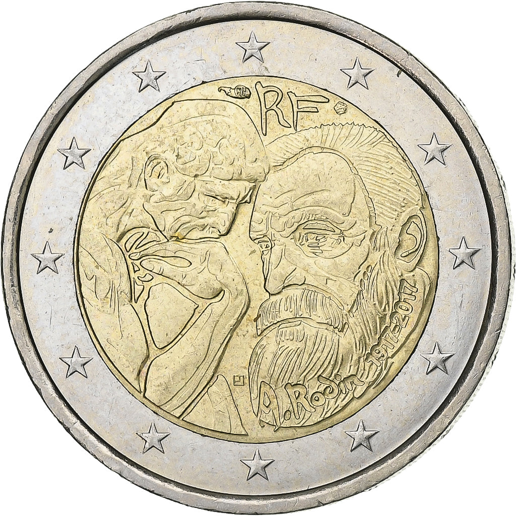 France, 2 Euro, Centenaire du décès d'Auguste Rodin, 2017, Bi-Metallic