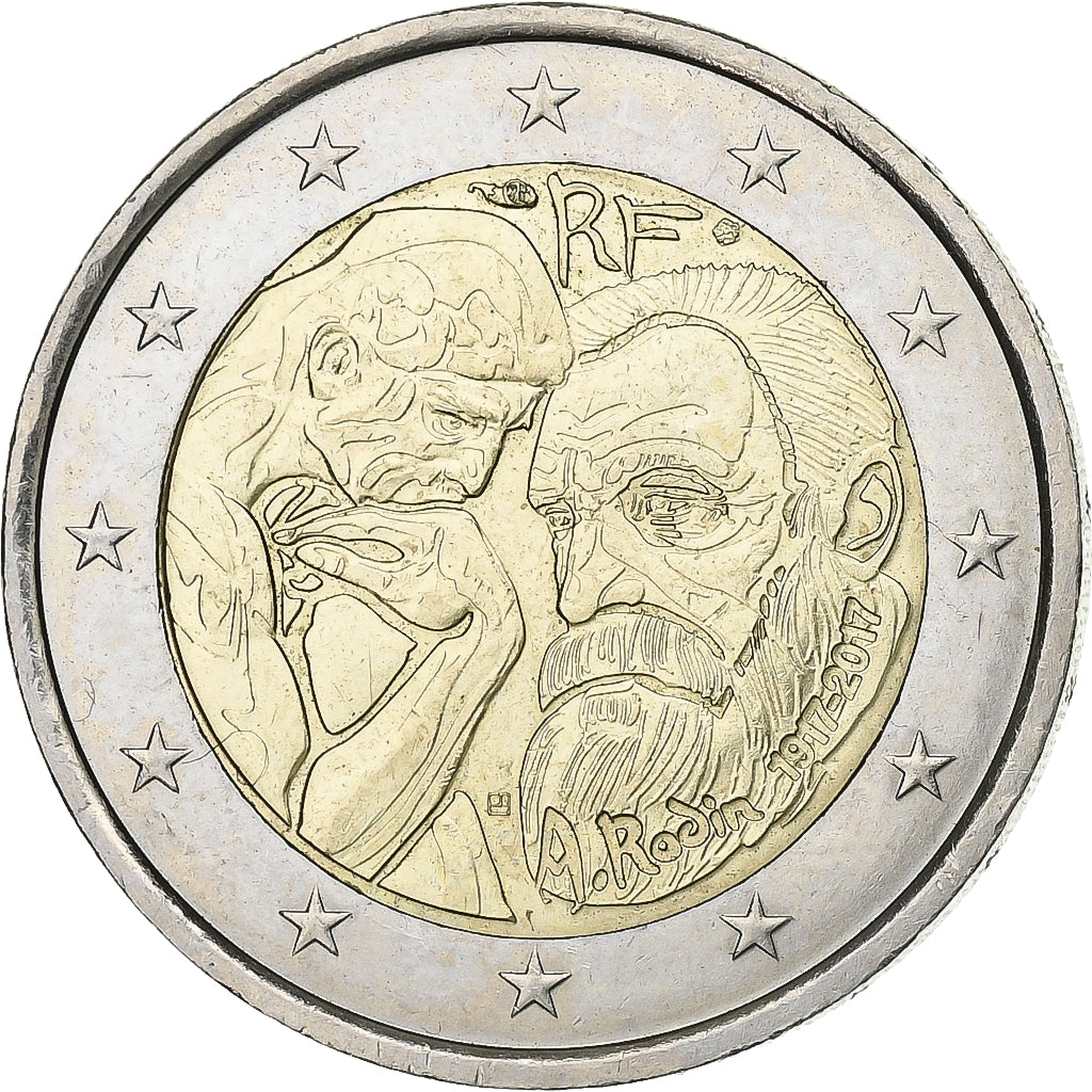 France, 2 Euro, Centenaire du décès d'Auguste Rodin, 2017, Bi-Metallic, MS(63)