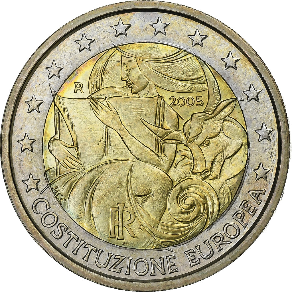 Itália, 2 Euro, Constitution Europeen, 2005, Rome, Bimetálico, MS(60-62)