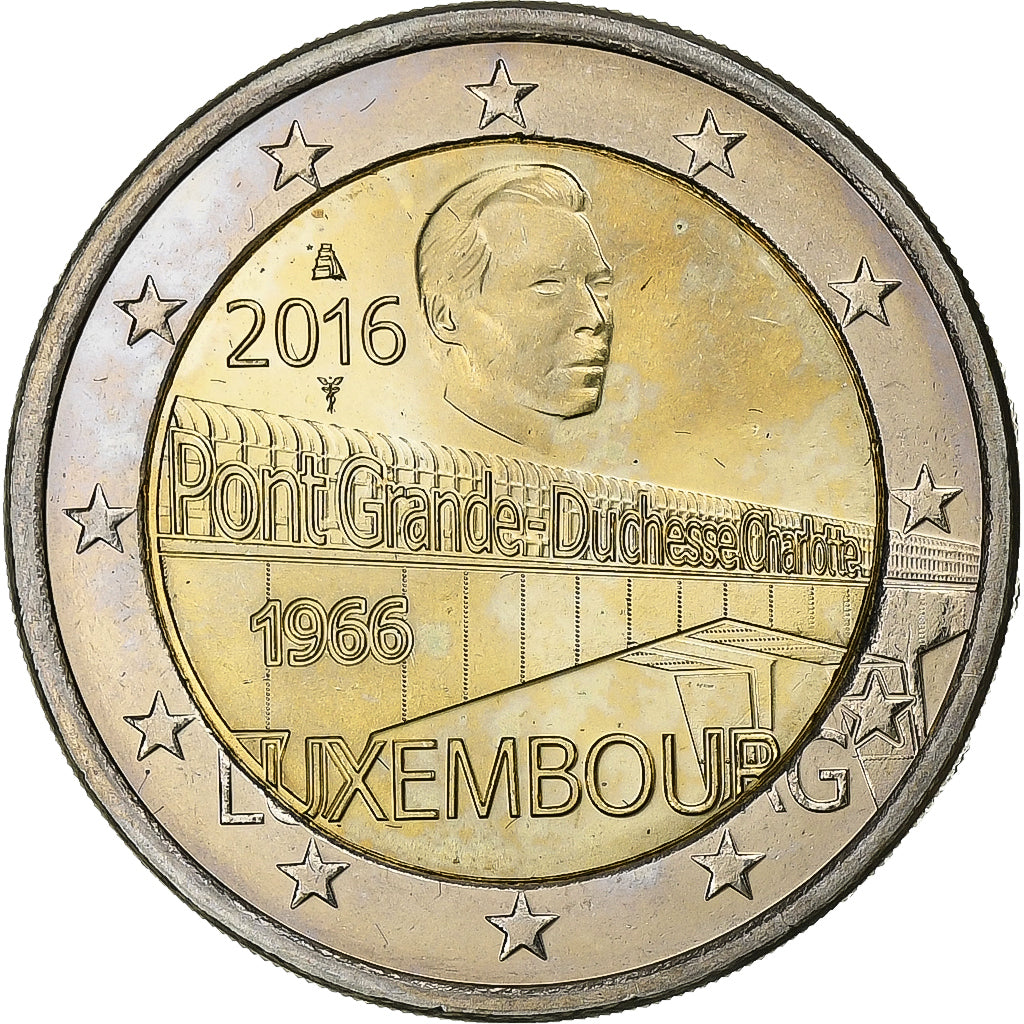 Luxemburgo, 2 Euro, 2016, Bimetálico, MS(63)