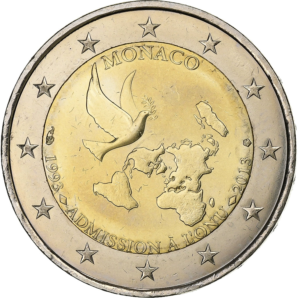 Monaco, 2 Euro, admission à l'O.N.U., 2013, Paris, Bi-Metallic, MS(64), KM:200