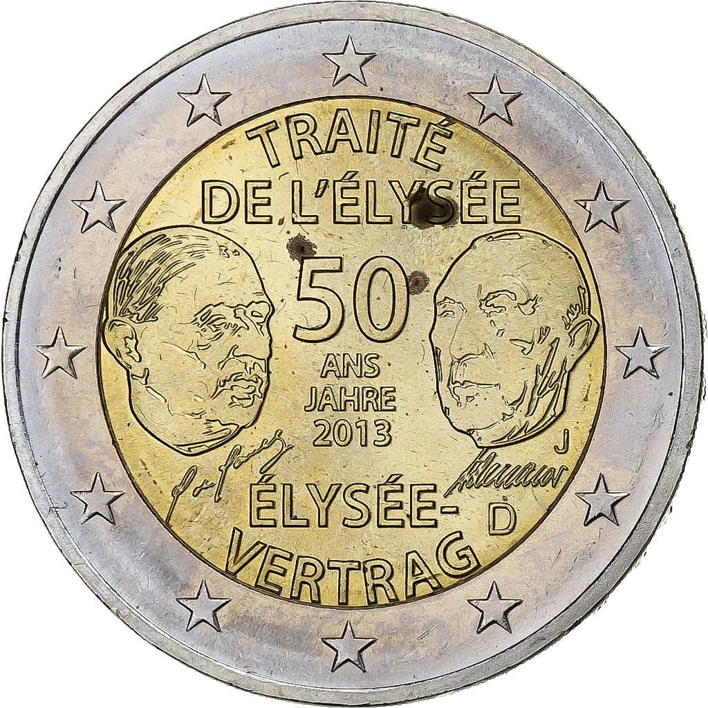 Deutschland, 2 Euro, Traité de l'ELYSEE, 2013, Hambourg, Bi-Metallic, SS+