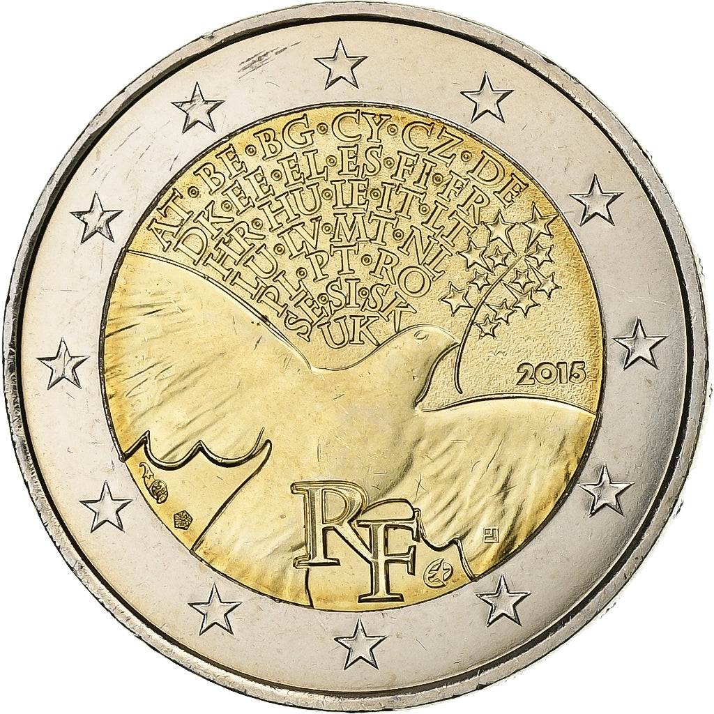 France, 2 Euro, 2015, Paris, Bi-Metallic, MS(63)