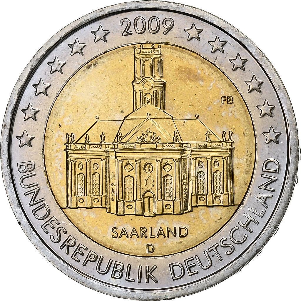 ALEMANIA - REPÚBLICA FEDERAL, 2 Euro, 2009, Munich, Bimetálico, SC, KM:276
